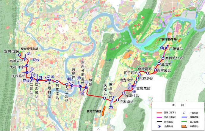 重庆轨道24号线线路示意图。图片来源：重庆市生态环境局官网