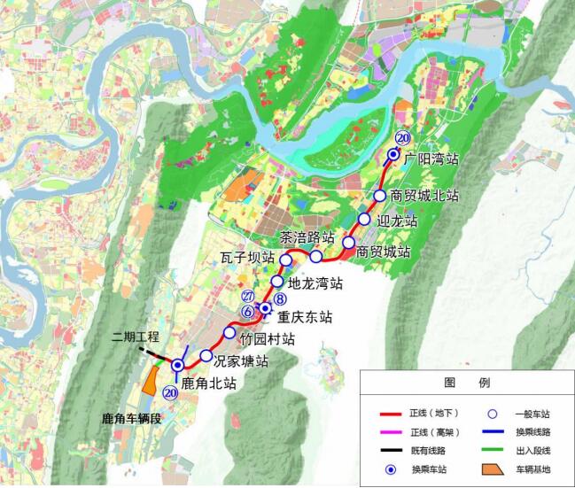 一期项目位置、线路走向示意图。图片来源：重庆市生态环境局官网