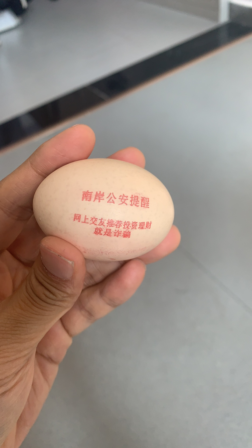 印有宣传标语的反诈鸡蛋 警方供图 华龙网-新重庆客户端发