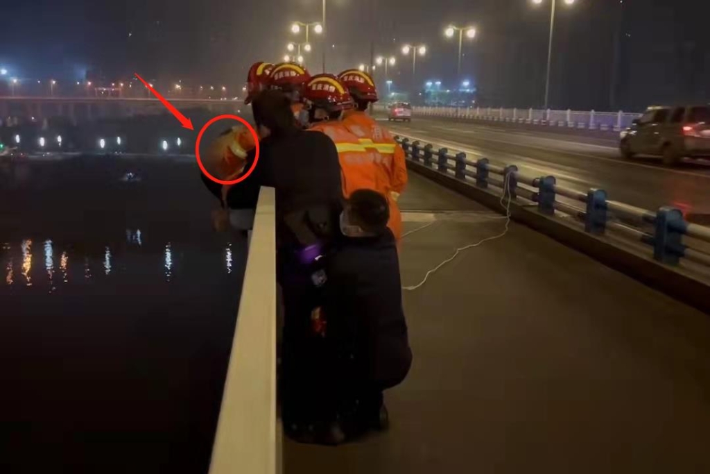 众人协力将轻生男子拉回桥面。重庆市消防救援总队特勤支队供图 华龙网-新重庆客户端发